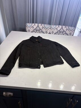 Levi's Black Denim Jacket with Sherpa Collar